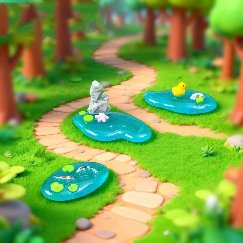 (BF06) 미니 레진 연못 장식품, 잉어, 오리, 연 - Bonsai Garden With Pond 리뷰 및 가격